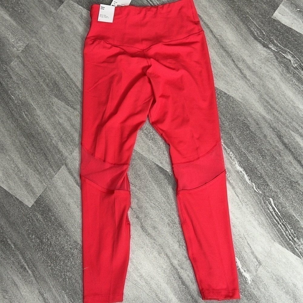 Nike Dri Fit 7/8 leggings Medium beautiful pink with mesh High Rise - Picture 10 of 13